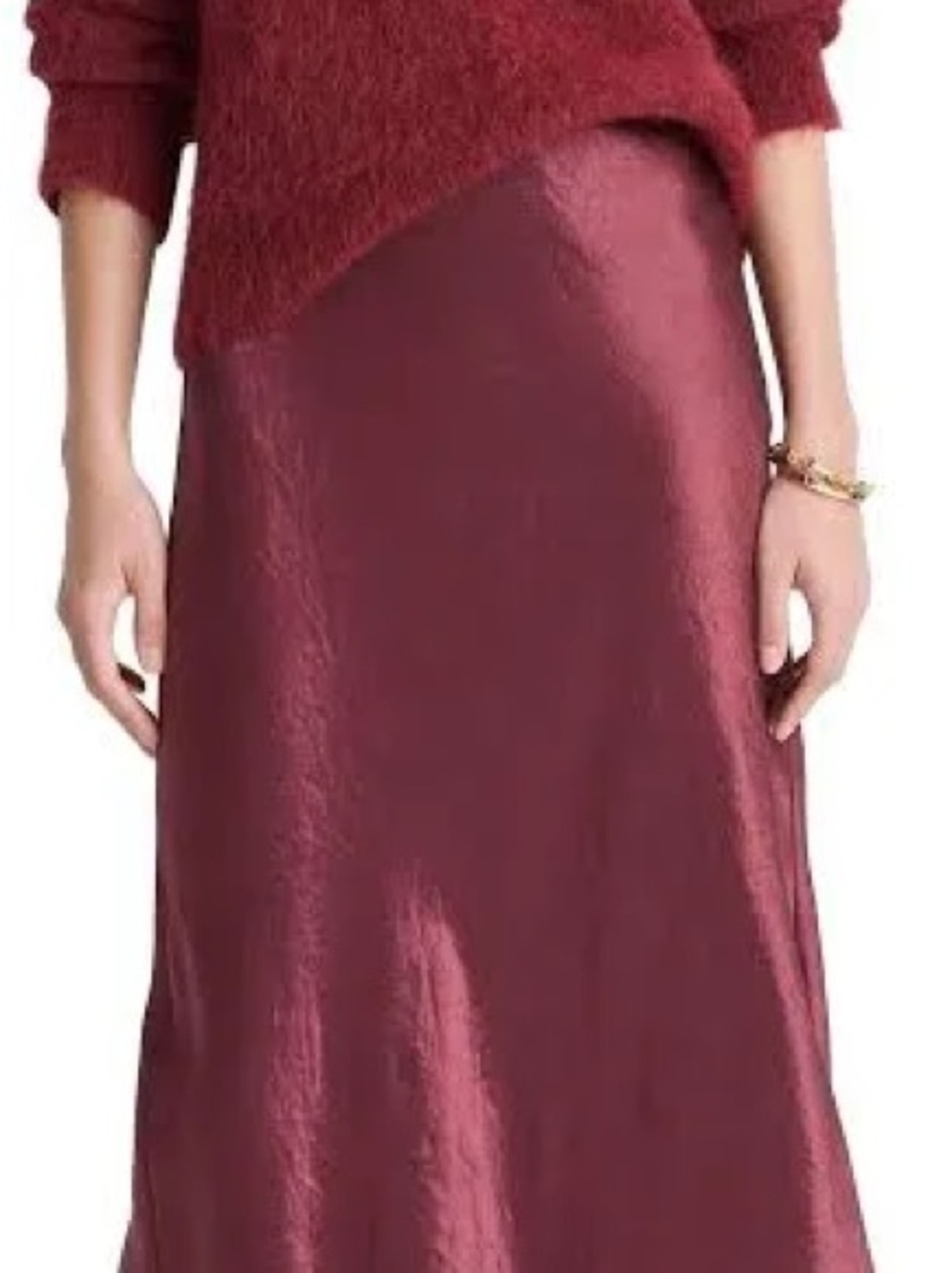Women's Satin Midi Skirt in Rose Gold